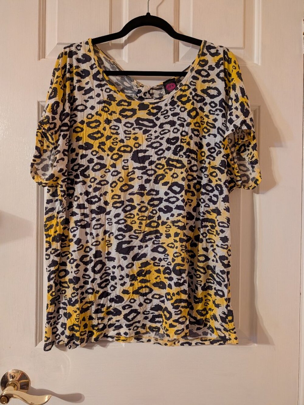 Neon Yellow Leopard Print Boxy Tee ~0/L/10-12 ~ NWT
